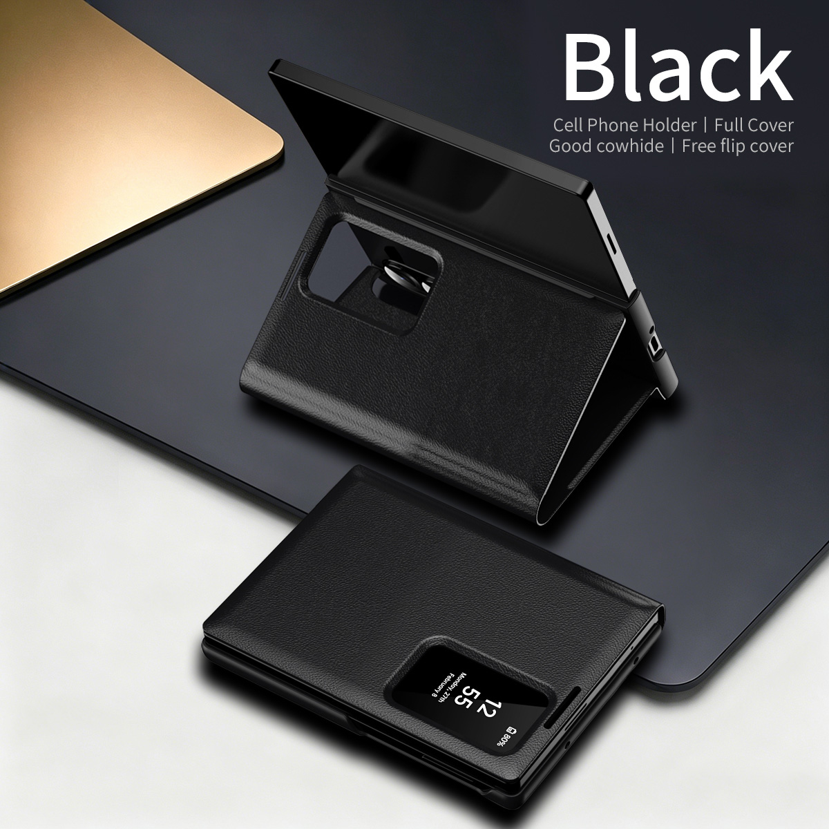 Bifold Leather Wallet - Capa de Couro para Celular com