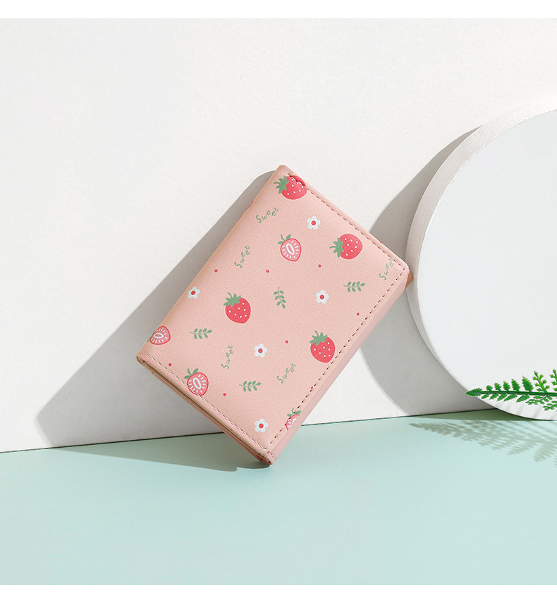 Bifold Leather Wallet - Carteira feminina fofa de três dobras